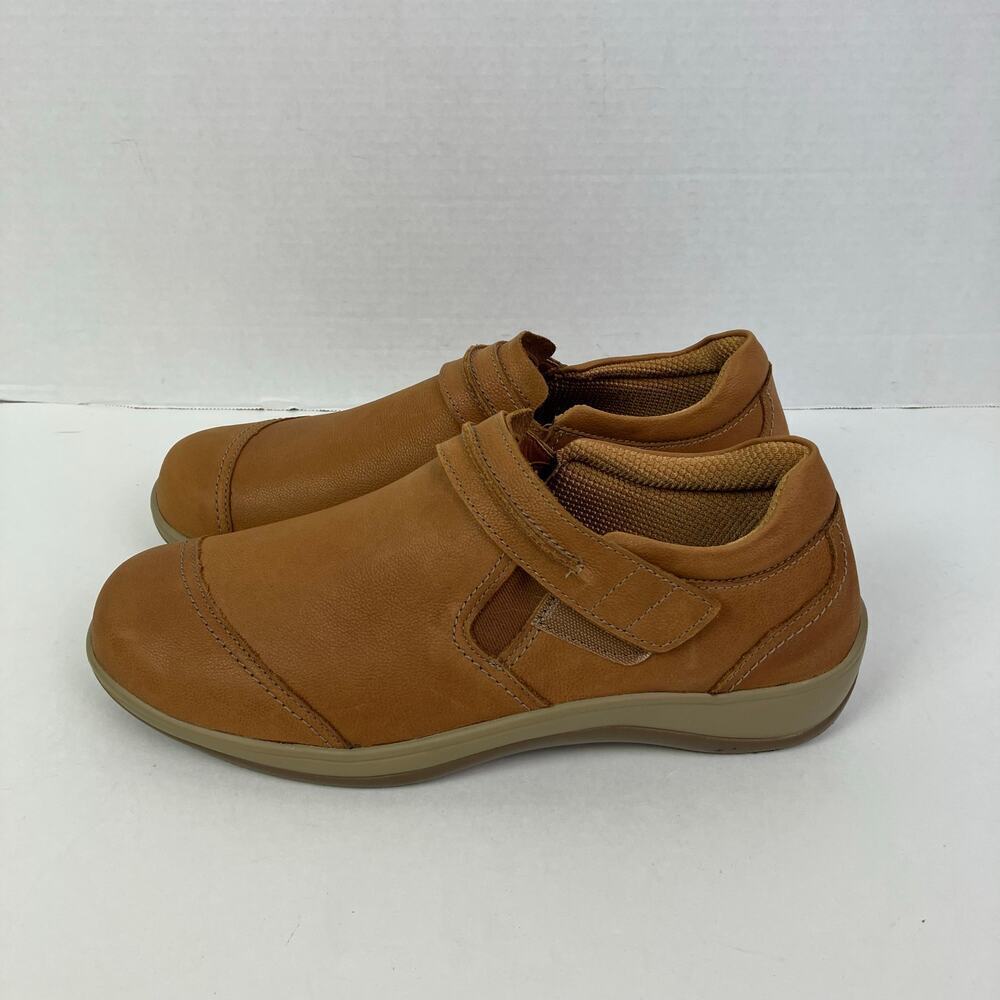 ORTHOFEET Sz 10.5 B Solerno 816 Slip On Orthotic Comfort Shoes Tan Soft Leather